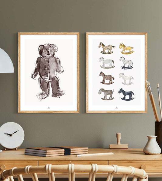 Posters 2 st - Nallen Teddy & Gunghästar