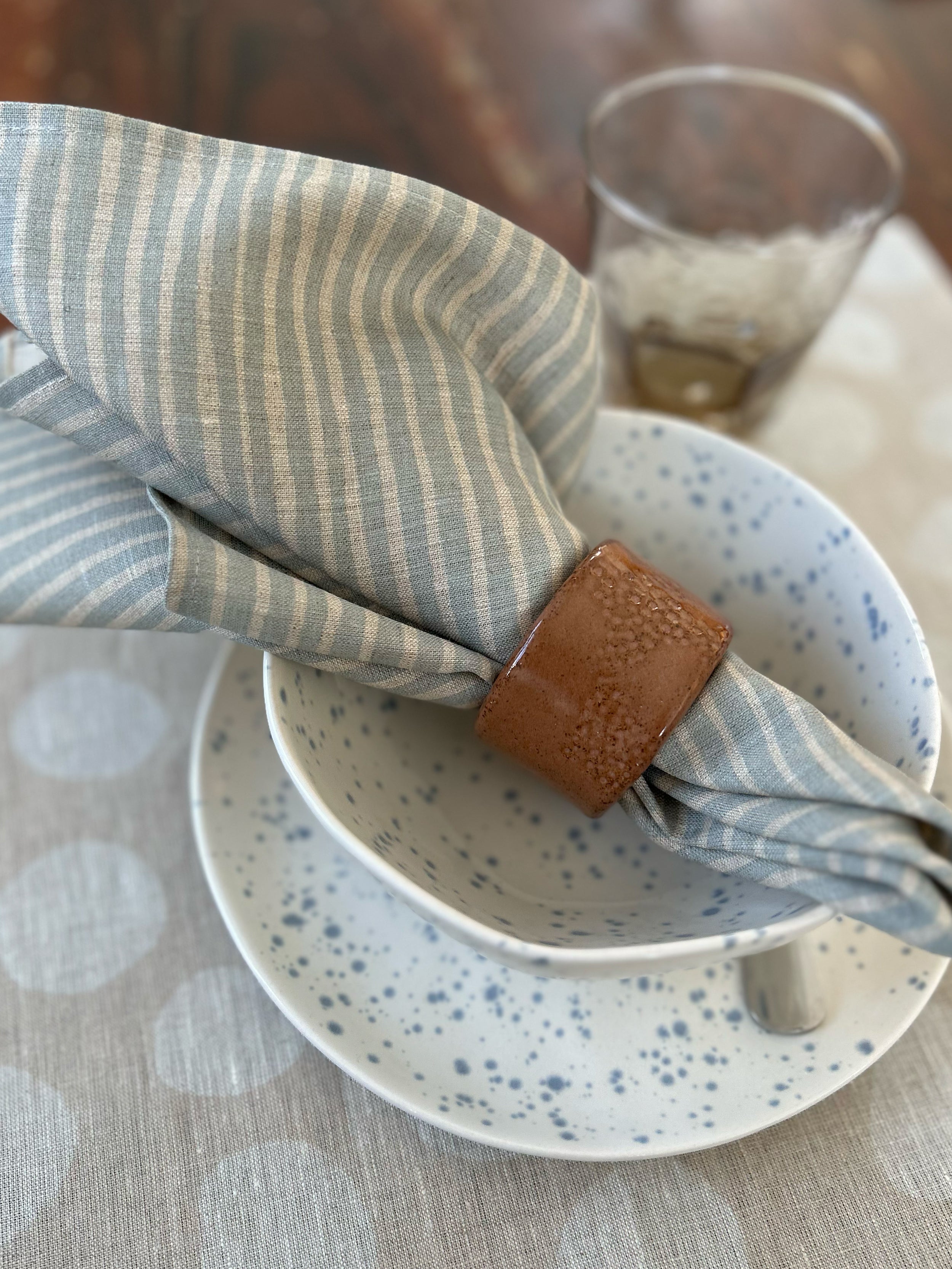 Linneservett Linstrå - Disblå