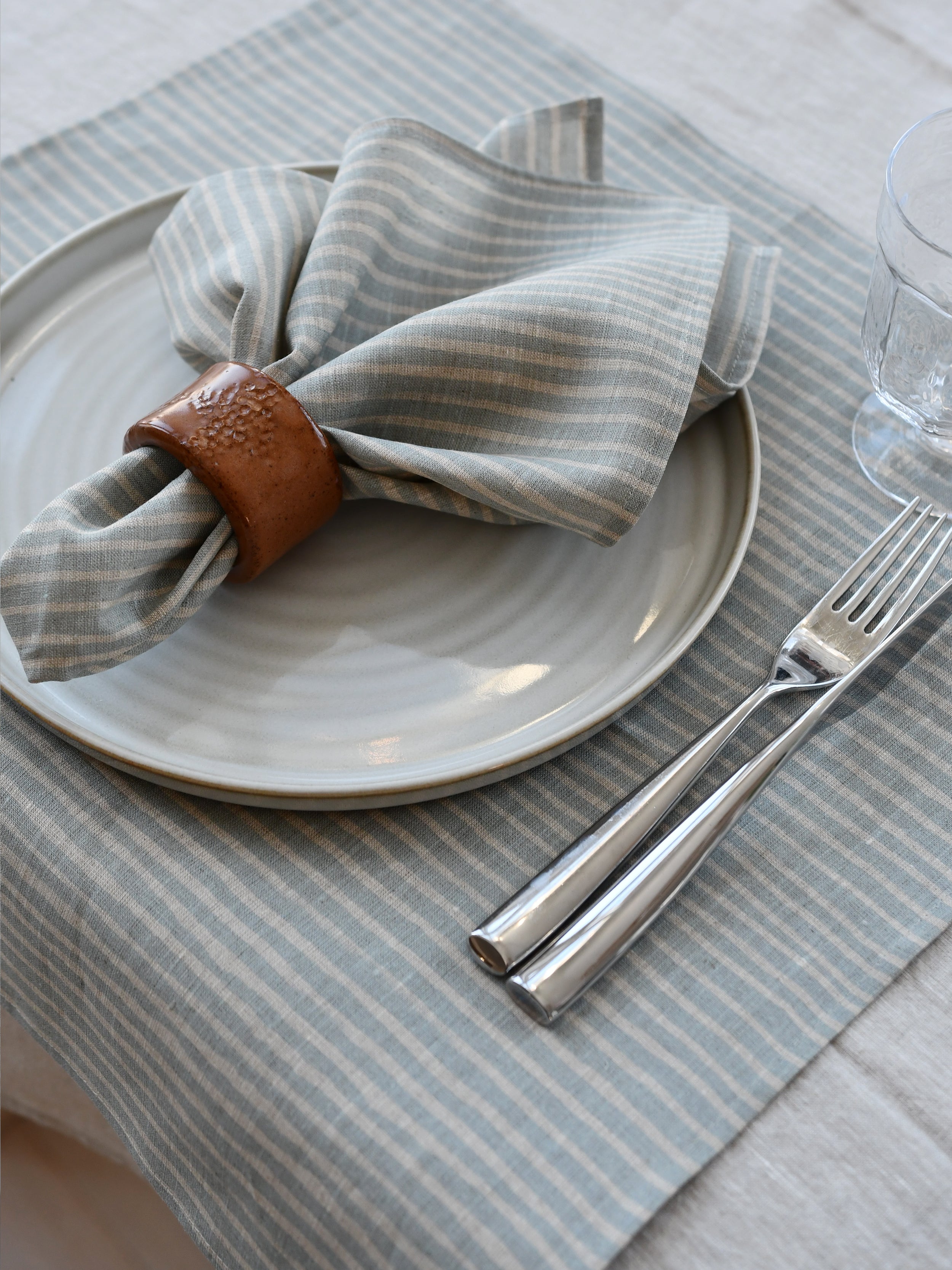 Linneservett Linstrå - Disblå