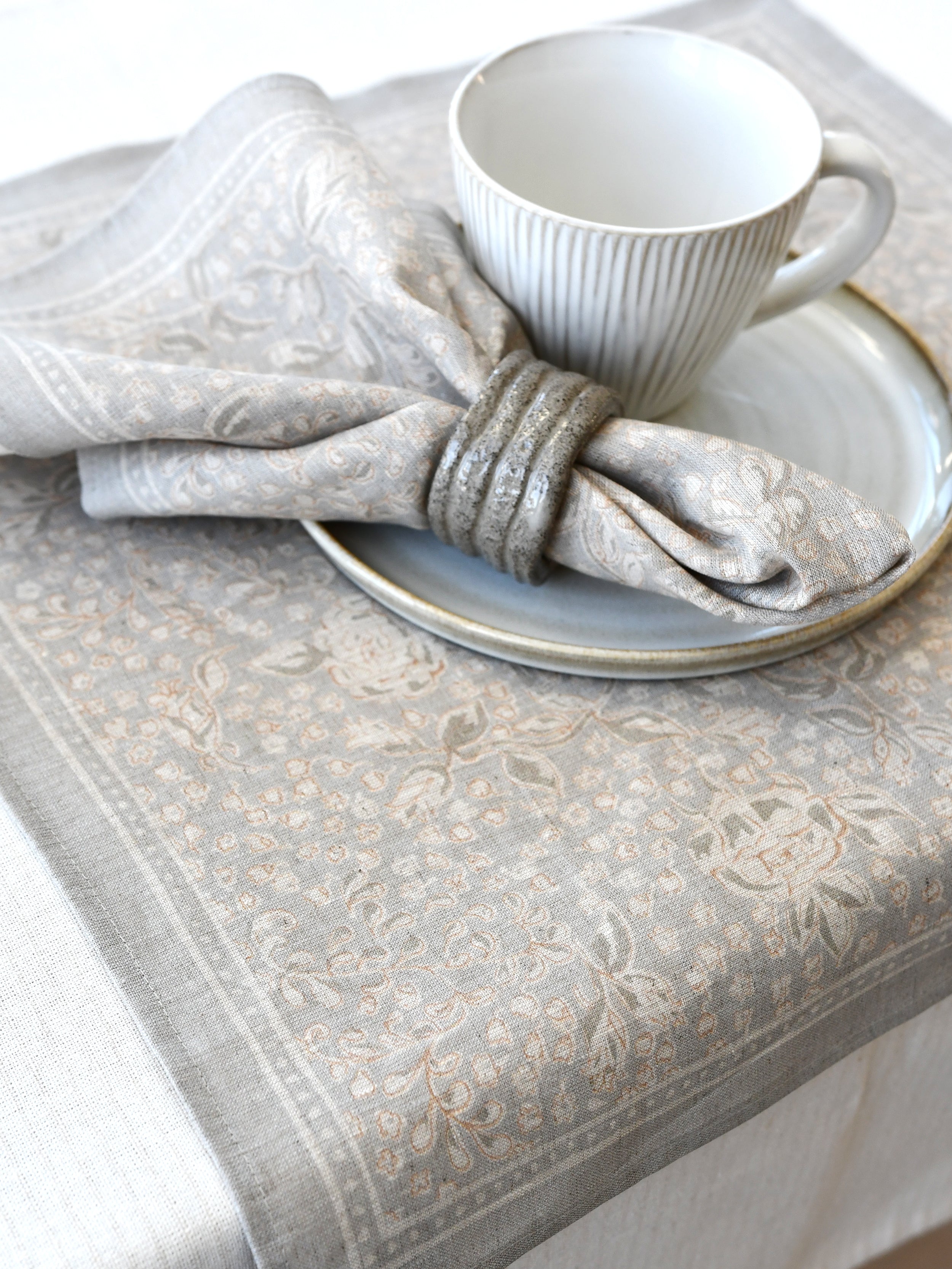 Linneservett Brudslöja - Pärlgrå