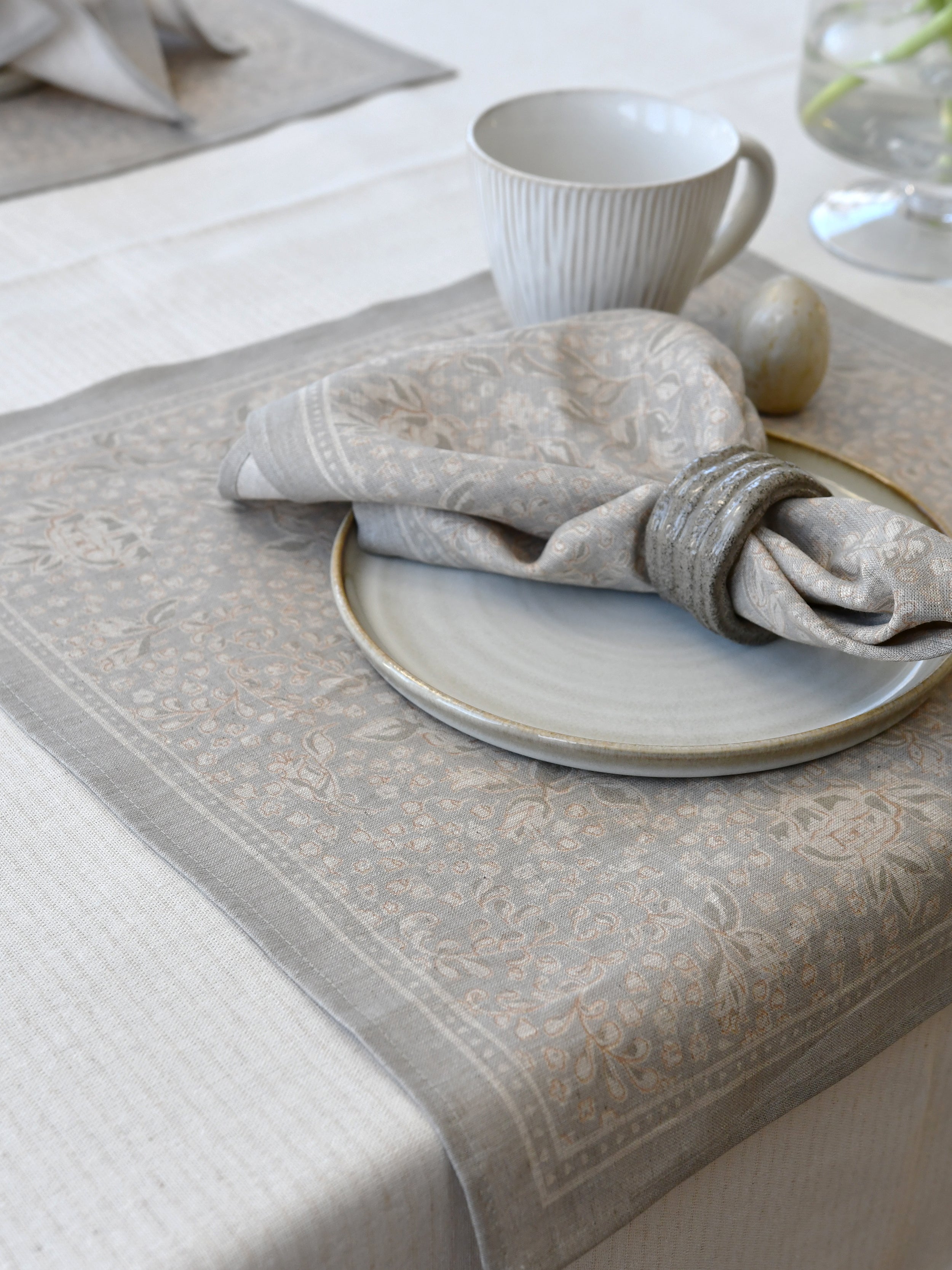 Linneservett Brudslöja - Pärlgrå