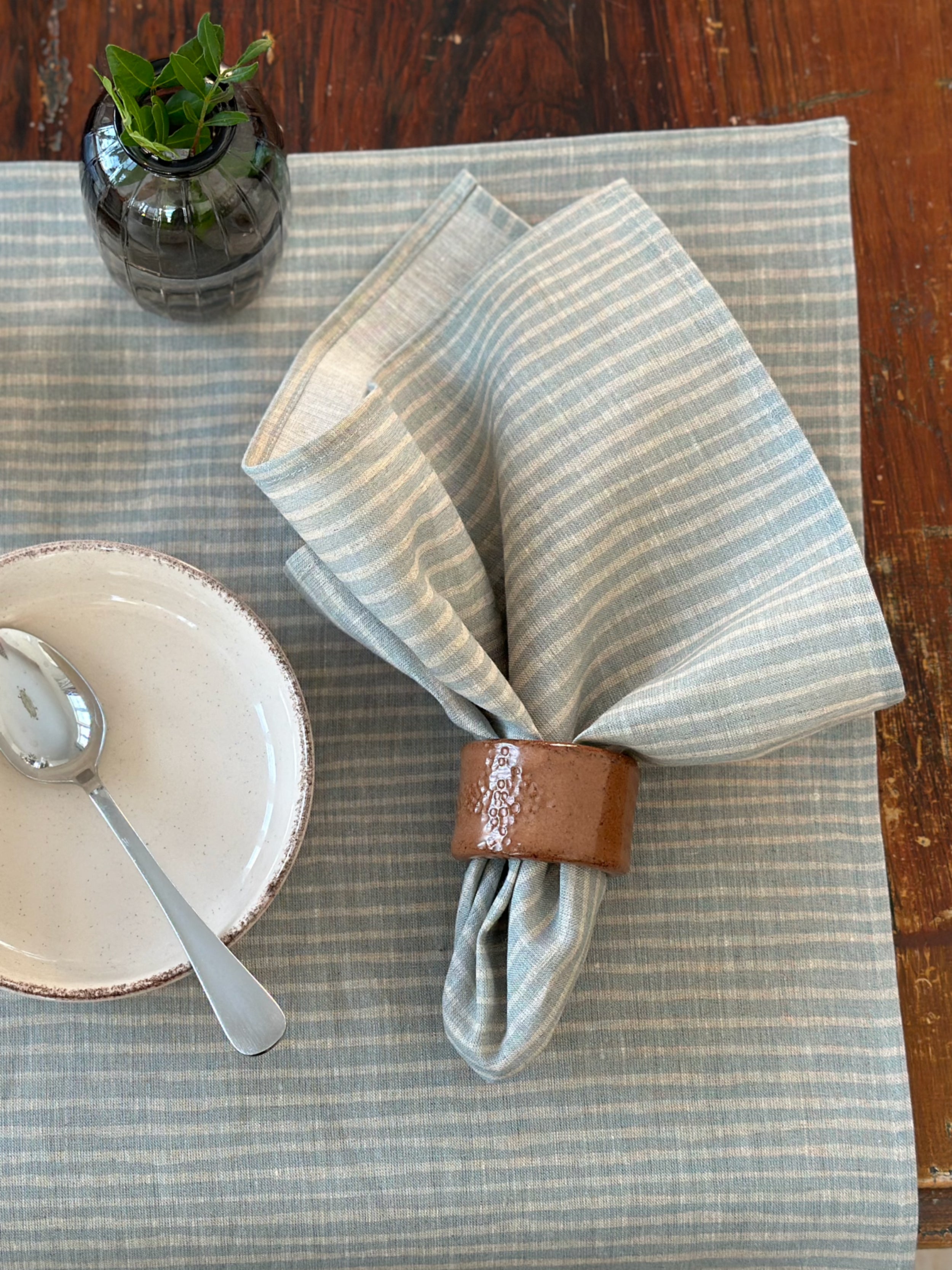 Linneservett Linstrå - Disblå