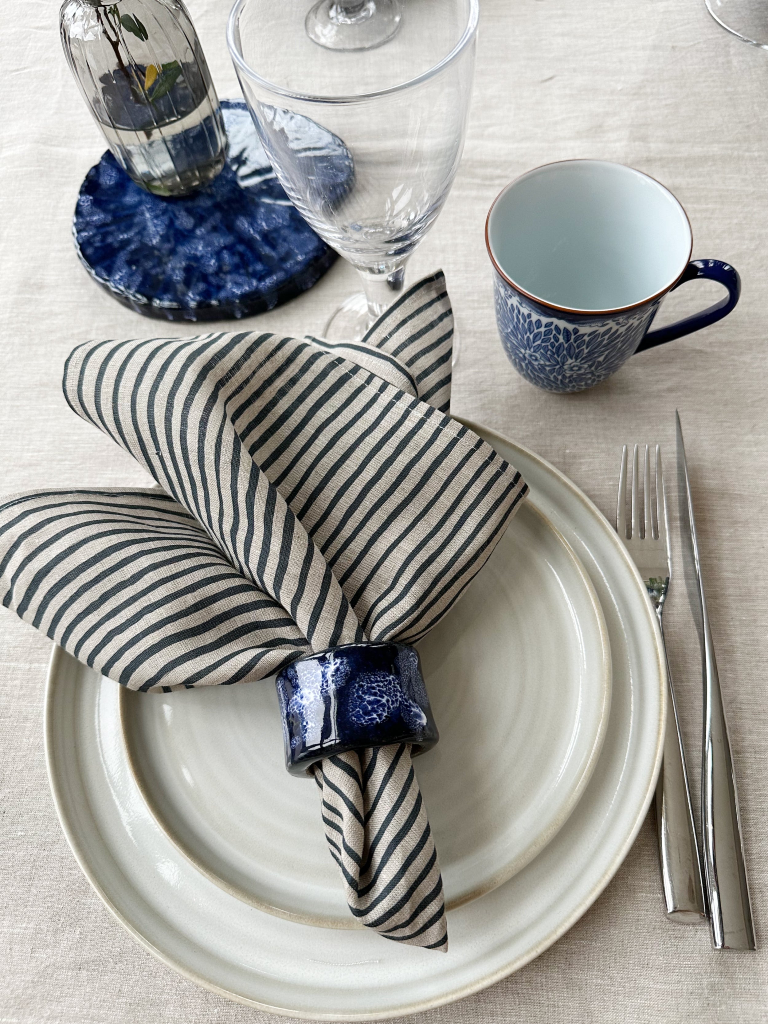 Vasunderlägg Inga - Blå/vit