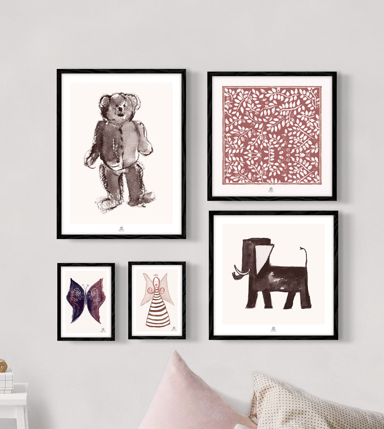 Posters 5 st - Teddy med sällskap