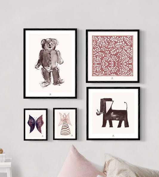 Posters 5 st - Teddy med sällskap
