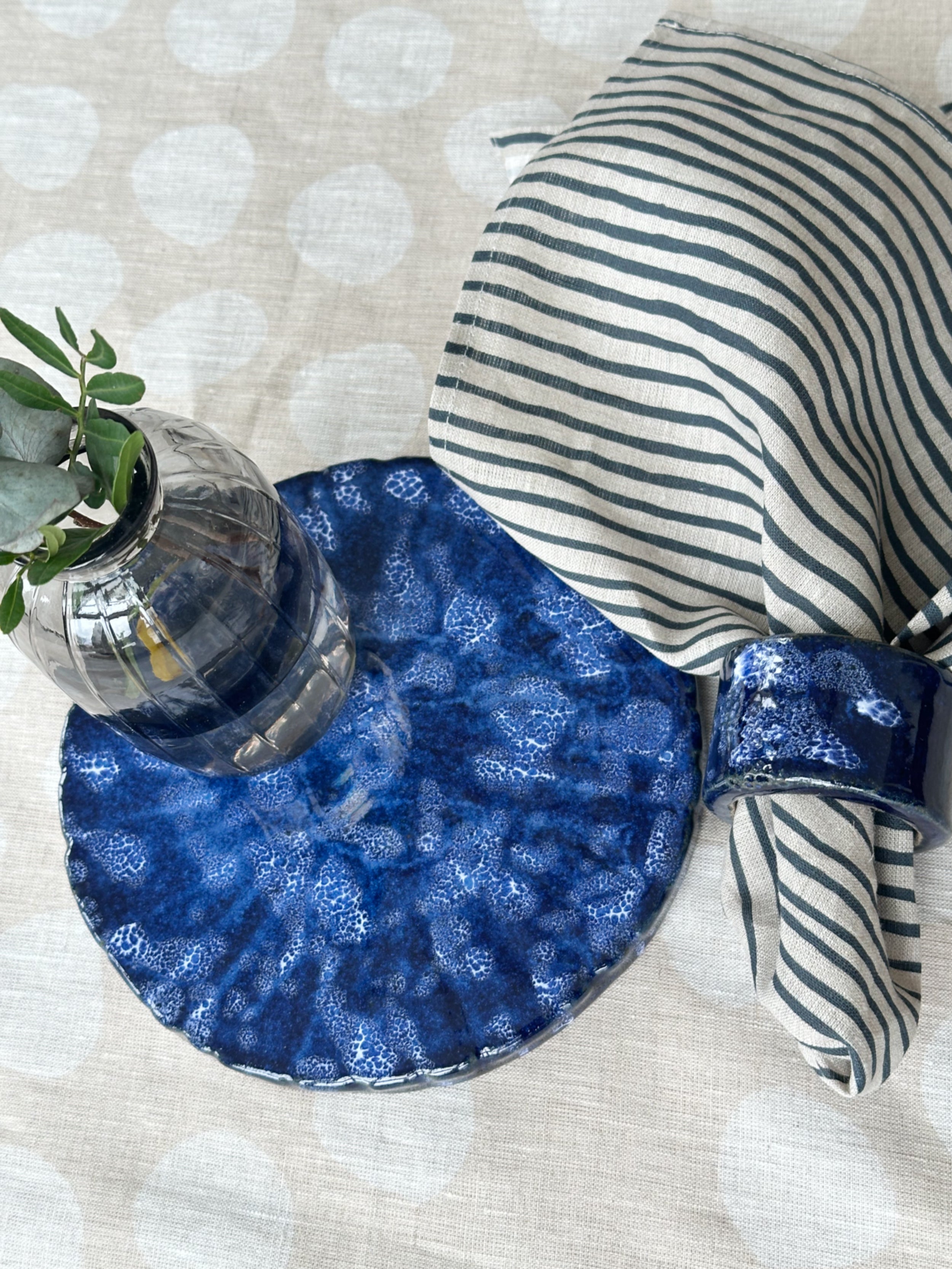 Vasunderlägg Inga - Blå/vit