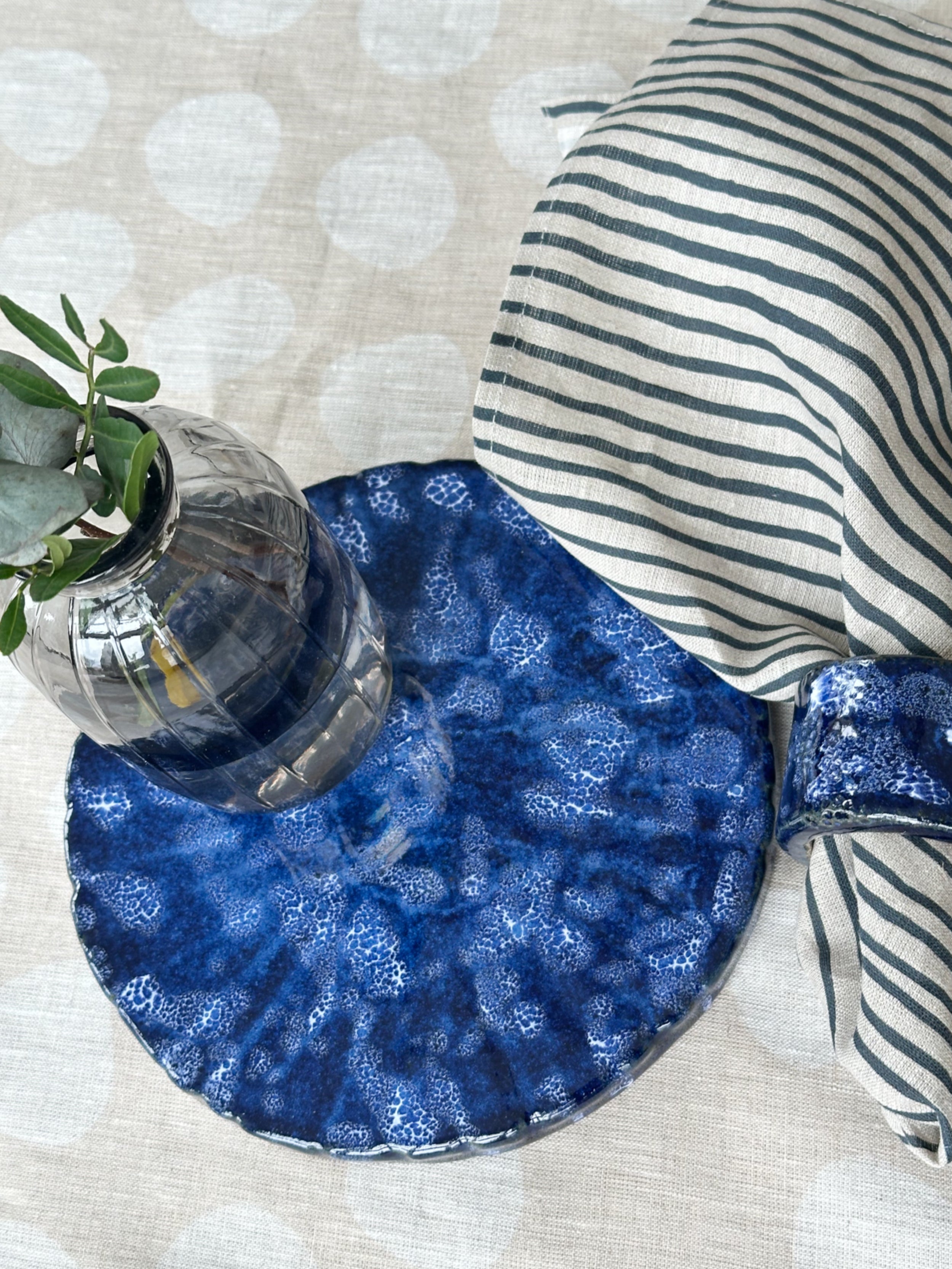 Vasunderlägg Inga - Blå/vit